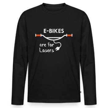 Les vélos électriques sont pour les perdants - T-shirt manches longues Premium bio Homme - noir - Devant - Nico (187cm)