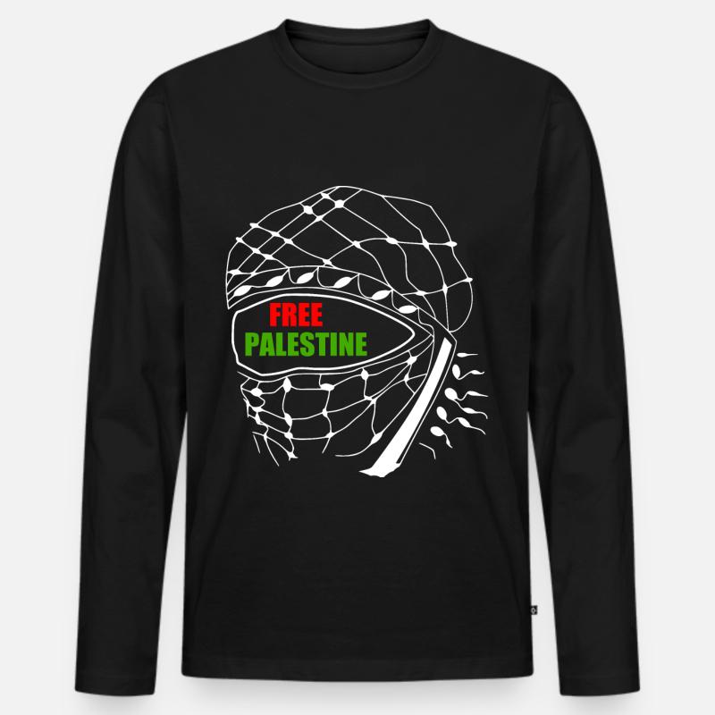 Free palestine - Männer Premium Bio Langarmshirt - Schwarz