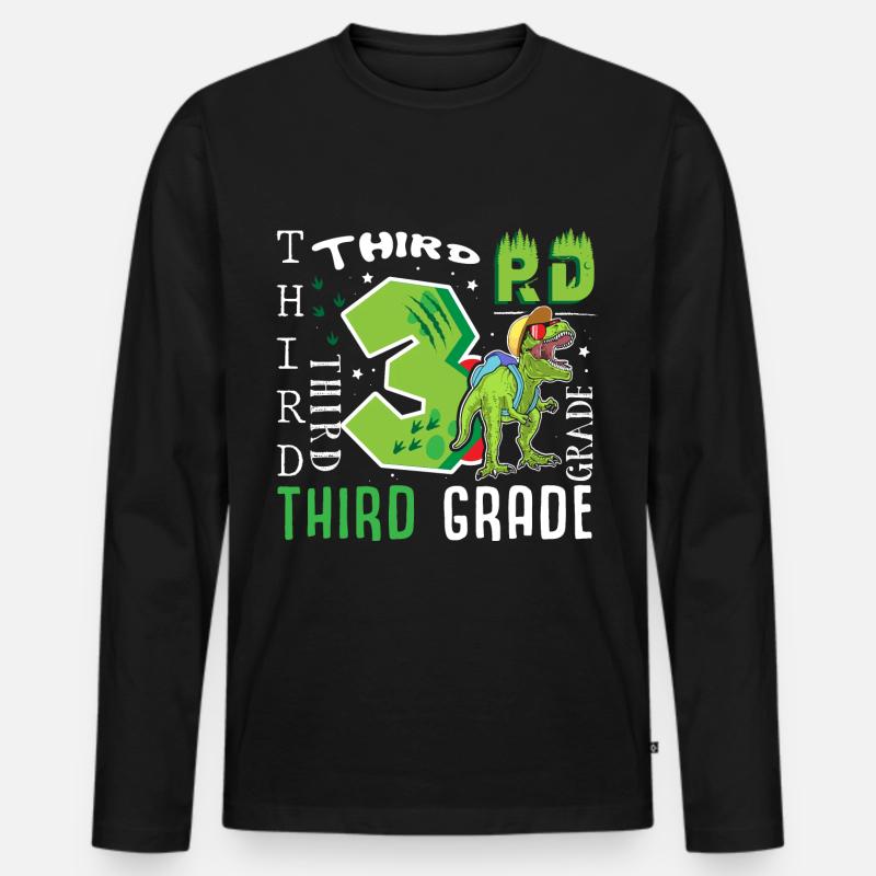 3rd class Dino T-Rex - Men's Premium Organic Long Sleeve Shirt - black