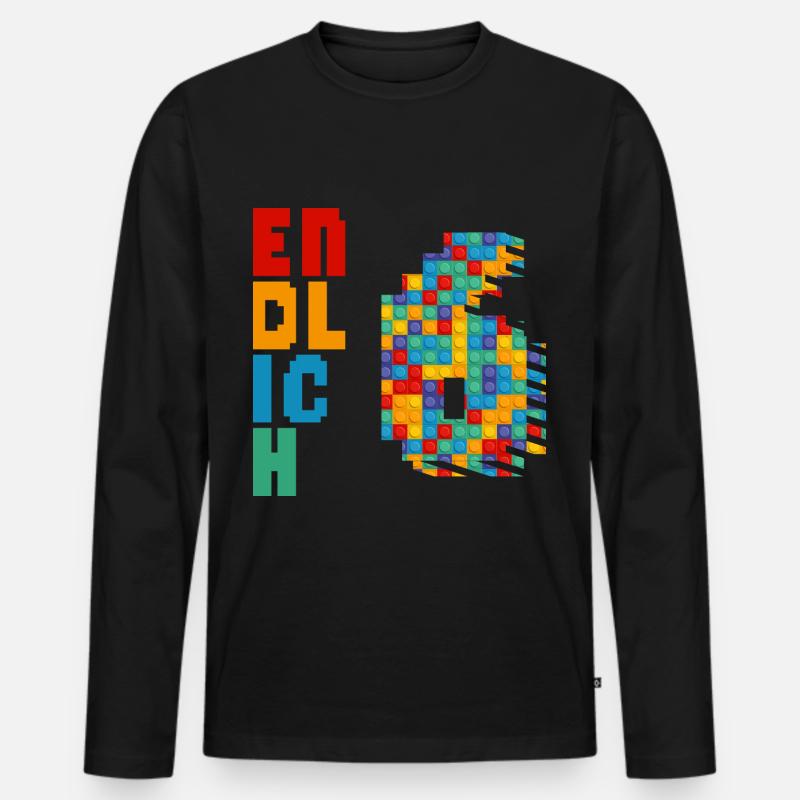 Endlich 6 Baustein - Männer Premium Bio Langarmshirt - Schwarz