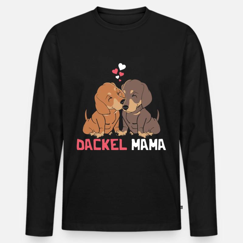 Beste Dackelmama - Männer Premium Bio Langarmshirt - Schwarz