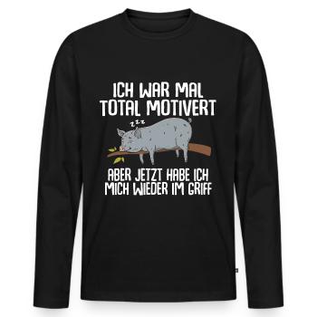Avant, j’étais totalement motivé - T-shirt manches longues Premium bio Homme - noir - Devant - Nico (187cm)