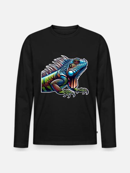 Iguana - Men's Premium Organic Long Sleeve Shirt - black