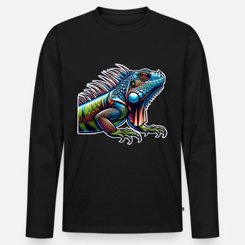 Iguana - Men's Premium Organic Long Sleeve Shirt - black