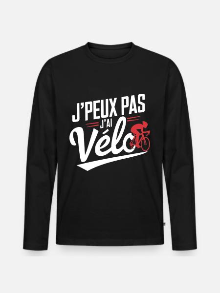 J'peux Pas, J'ai Vélo - T-shirt manches longues Premium bio Homme - noir