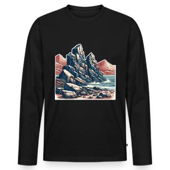 Rocher des montagnes - T-shirt manches longues Premium bio Homme - noir - Devant - Nico (187cm)
