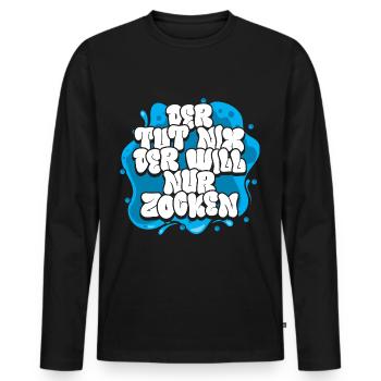 Gamer Zocker Der tut nix der will nur Zocken - Männer Premium Bio Langarmshirt - Schwarz - Vorne - Nico (187cm)