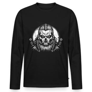 Norse Mythology Viking Warrior Valhalla - Men's Premium Organic Long Sleeve Shirt - black - Front - Nico (187cm)