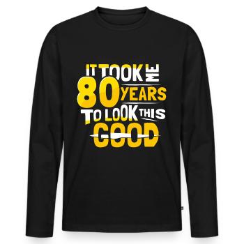 80th birthday 80 years old - Men's Premium Organic Long Sleeve Shirt - black - Front - Nico (187cm)