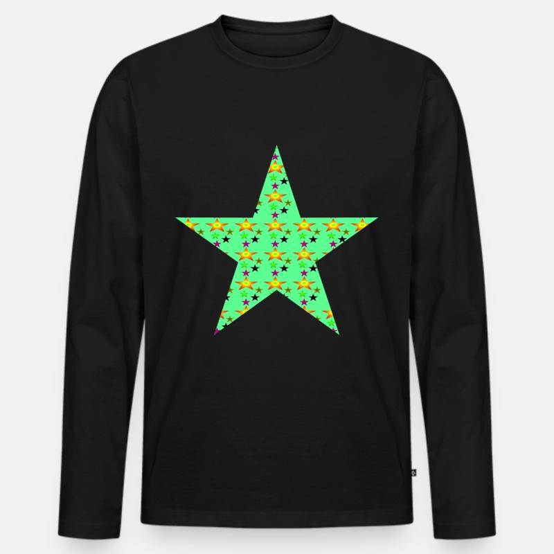 Stern mit Sternen - Männer Premium Bio Langarmshirt - Schwarz
