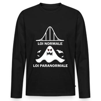 Loi normale loi paranormale Maths humour drôle - T-shirt manches longues Premium bio Homme - noir - Devant - Nico (187cm)