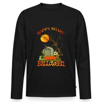 HALLOWEEN - JOYEUX HALLOWEEN - T-shirt manches longues Premium bio Homme - noir - Devant - Nico (187cm)