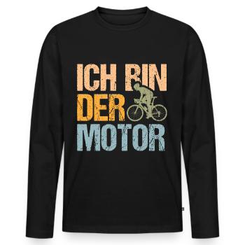 Fahrrad Ich bin der Motor - Männer Premium Bio Langarmshirt - Schwarz - Vorne - Nico (187cm)