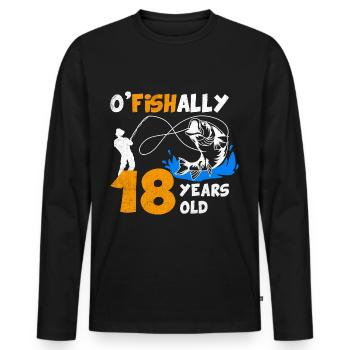 18 Jahre alt, Fischer Angler Geburtsspruch - Männer Premium Bio Langarmshirt - Schwarz - Vorne - Nico (187cm)
