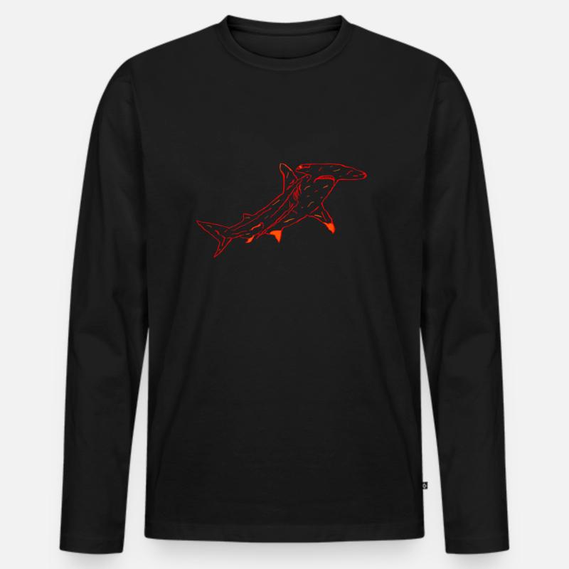 Hammerhai - Männer Premium Bio Langarmshirt - Schwarz