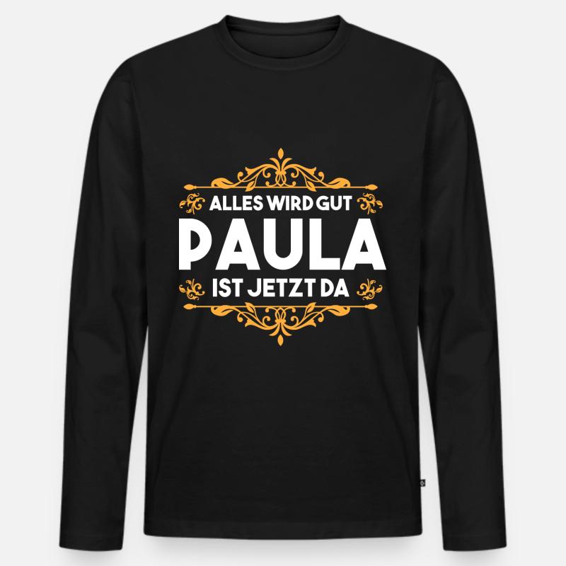 Name Paula - Männer Premium Bio Langarmshirt - Schwarz
