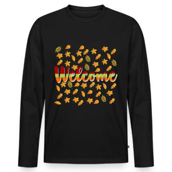 Herbst - Männer Premium Bio Langarmshirt - Schwarz - Vorne - Nico (187cm)