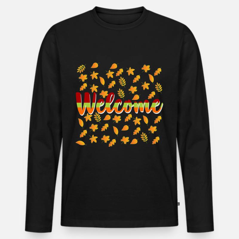 Herbst - Männer Premium Bio Langarmshirt - Schwarz