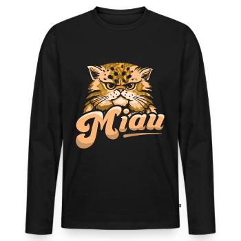 Miau Katze Cat Haustier - Männer Premium Bio Langarmshirt - Schwarz - Vorne - Nico (187cm)