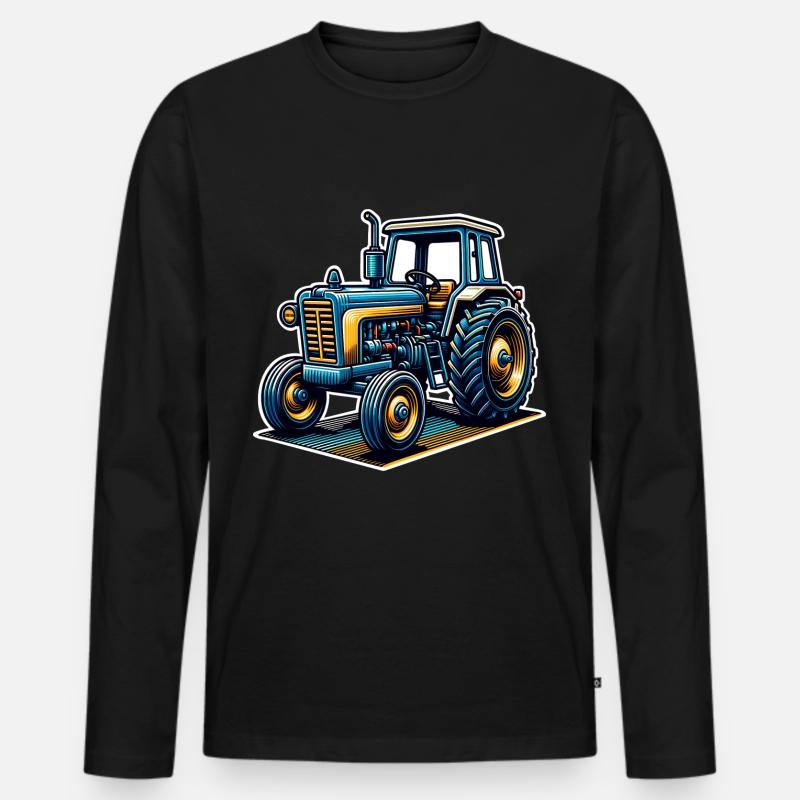Traktor - Männer Premium Bio Langarmshirt - Schwarz