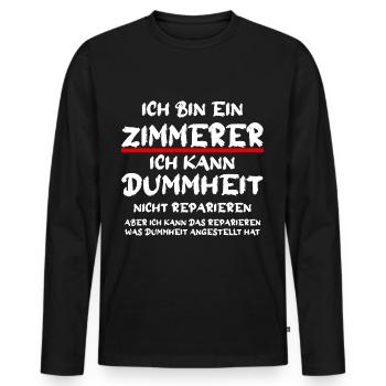 Ich bin ein Zimmerer Handwerker Spruch - Männer Premium Bio Langarmshirt - Schwarz - Vorne - Nico (187cm)