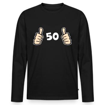 Anniversaire des 50 ans - T-shirt manches longues Premium bio Homme - noir - Devant - Nico (187cm)