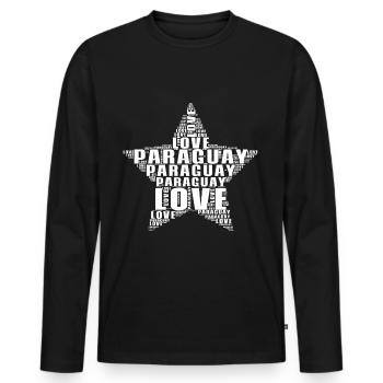 Paraguay Auswanderer T-Shirt Urlaub Geschenk - Männer Premium Bio Langarmshirt - Schwarz - Vorne - Nico (187cm)