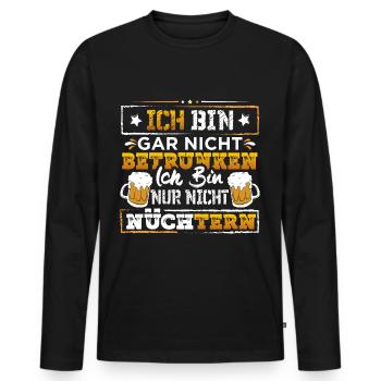 Ich bin gar nicht Betrunken - Männer Premium Bio Langarmshirt - Schwarz - Vorne - Nico (187cm)