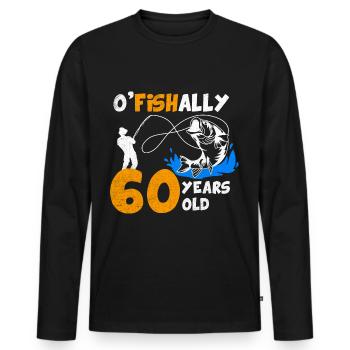 60 Jahre alt, Fischer Angler Geburtsspruch - Männer Premium Bio Langarmshirt - Schwarz - Vorne - Nico (187cm)