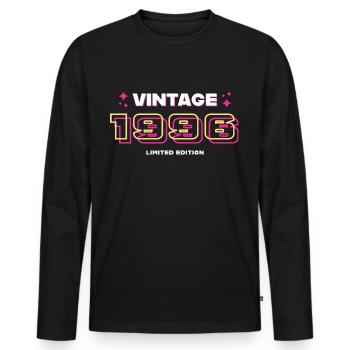 1996 Millésime Année de fabrication Vintage Gift Idea Retro - T-shirt manches longues Premium bio Homme - noir - Devant - Nico (187cm)