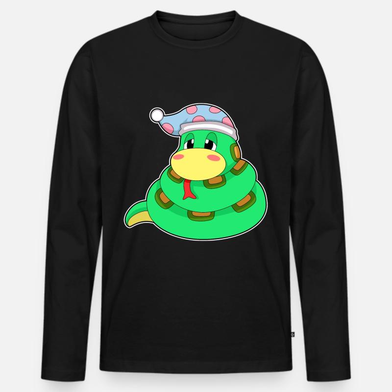 Snake Sleeping Nightcap - Men's Premium Organic Long Sleeve Shirt - black