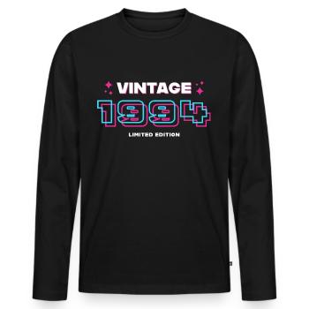 1994 Jahrgang Baujahr Vintage Geschenkidee Retro - Männer Premium Bio Langarmshirt - Schwarz - Vorne - Nico (187cm)