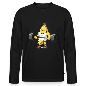 Musculation à la banane - T-shirt manches longues Premium bio Homme - noir - Devant - Nico (187cm)