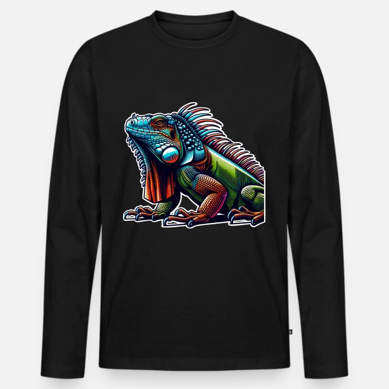 Leguan - Männer Premium Bio Langarmshirt - Schwarz