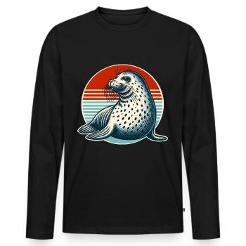 Seal seal - Men's Premium Organic Long Sleeve Shirt - black - Front - Nico (187cm)