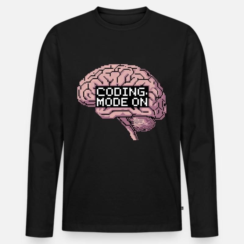 Coding Mode On 12 - Männer Premium Bio Langarmshirt - Schwarz