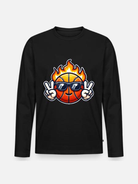 Basketball Flames Ball Fire - Men's Premium Organic Long Sleeve Shirt - black