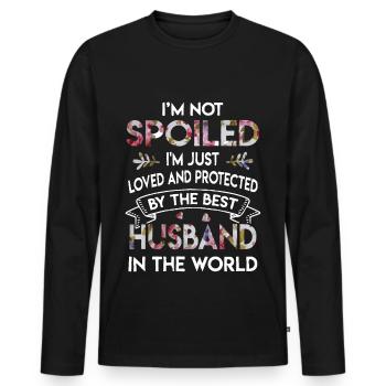 Je suis juste aimé et protégé par le meilleur mari - T-shirt manches longues Premium bio Homme - noir - Devant - Nico (187cm)