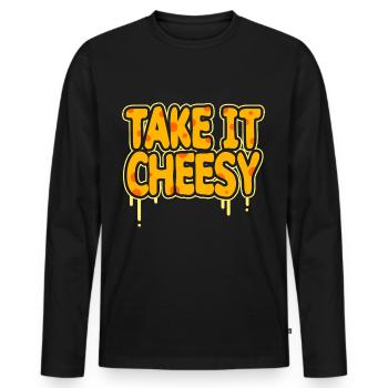 cheese - Men's Premium Organic Long Sleeve Shirt - black - Front - Nico (187cm)