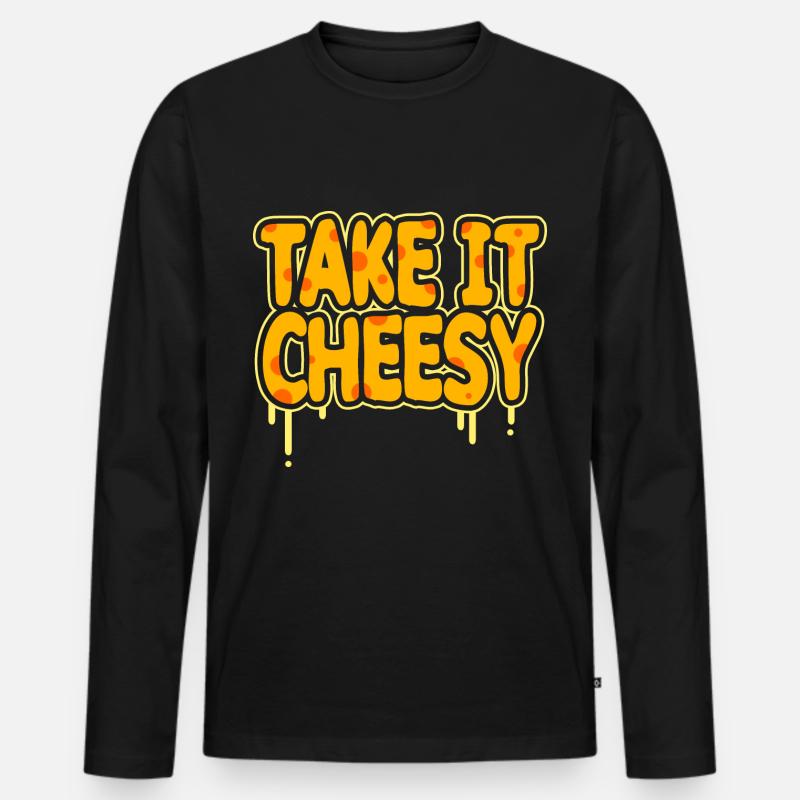 Käse - Männer Premium Bio Langarmshirt - Schwarz