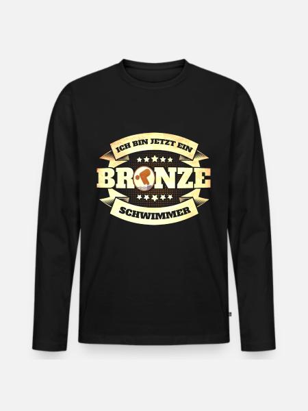 Schwimmer Schwimmprüfung Bronze Geschenk - Männer Premium Bio Langarmshirt - Schwarz