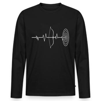 Prenez cette chemise accrocheuse "Heartbeat EKG - T-shirt manches longues Premium bio Homme - noir - Devant - Nico (187cm)