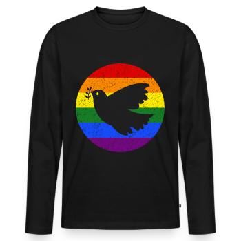 Drapeau de la Paix Colombe de la Paix - T-shirt manches longues Premium bio Homme - noir - Devant - Nico (187cm)