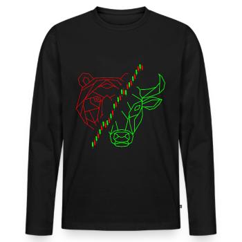 Bulle Bär Chart Investor - Männer Premium Bio Langarmshirt - Schwarz - Vorne - Nico (187cm)
