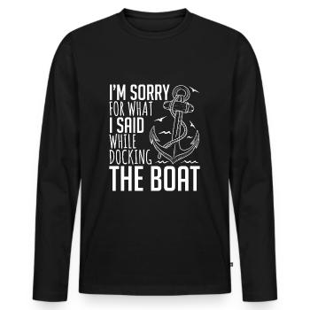 Boat Sail Sailing Ship Wave Sea Ocean Apparel - Männer Premium Bio Langarmshirt - Schwarz - Vorne - Nico (187cm)