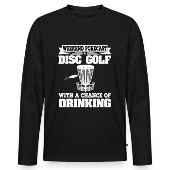 Weekend Forecast Disc Golf With A Chance Of - Men's Premium Organic Long Sleeve Shirt - black - Front - Nico (187cm)