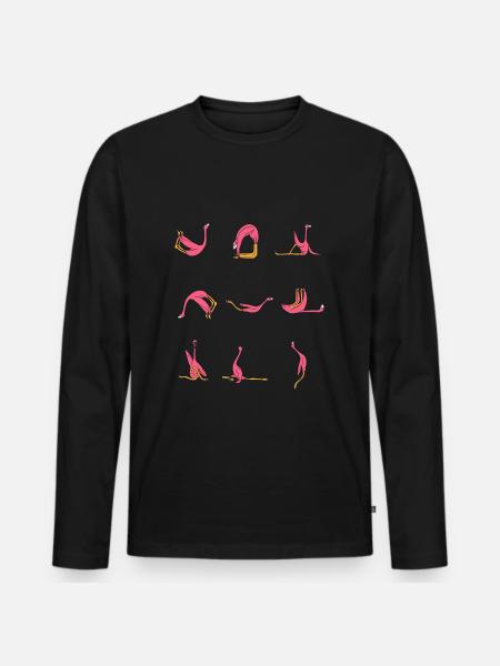 Pink Flock Flamingo Feminine Ballet Tee For Gym - Men's Premium Organic Long Sleeve Shirt - black