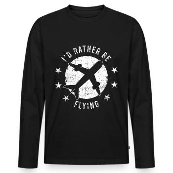 I'd Rather Be Flying T-shirt Design For Proud - Männer Premium Bio Langarmshirt - Schwarz - Vorne - Nico (187cm)