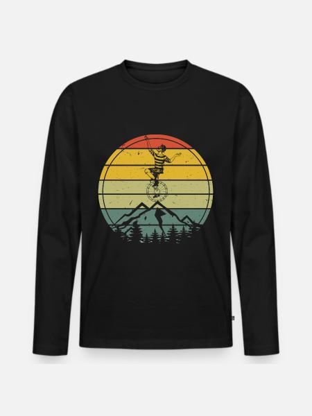 Vintage Einrad Fahrerin - Männer Premium Bio Langarmshirt - Schwarz