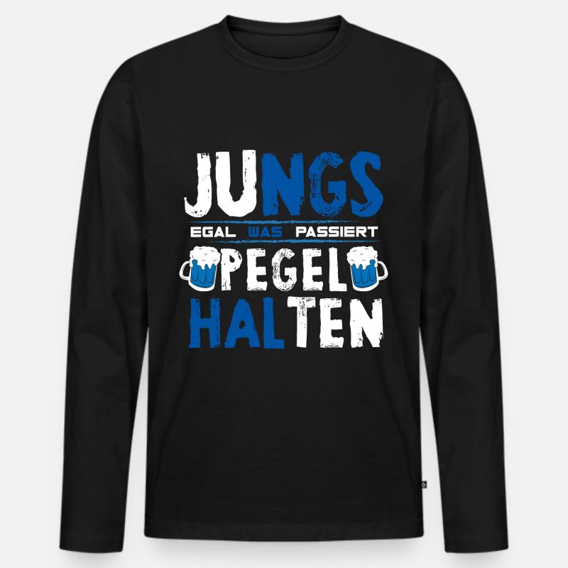 Jungs Pegel halten - Männer Premium Bio Langarmshirt - Schwarz